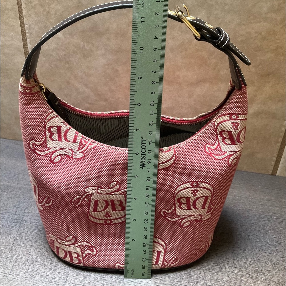 Dooney Bourke Small Signature Hobo Shoulder bag VTG RED Canvas mini bucket - Picture 5 of 11